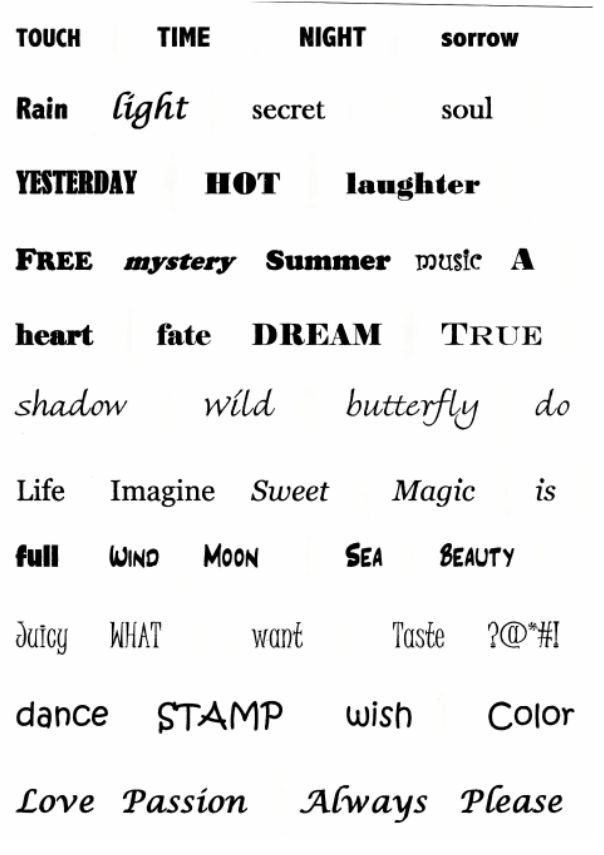 Word Play - Full Sheet Un-Mounted Rubber Dies - Click Image to Close